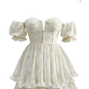 Elegant Floral Puff Sleeve Dress
